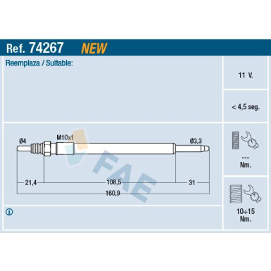 FAE Glühkerze 74267 FAE Glühkerze 74267