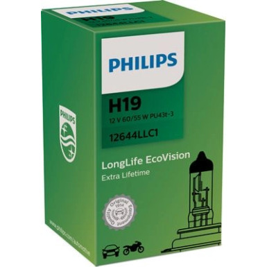 H19 12V 60/55W PU43t-1 LongLife 1 Stück Philips 12644LLC1 H19 12V 60/55W PU43t-1 LongLife 1 Stück Philips 12644LLC1