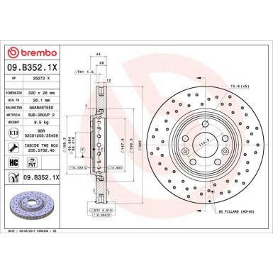 Bremsscheibe VA Xtra 09.B352.1X Bremsscheibe VA Xtra 09.B352.1X