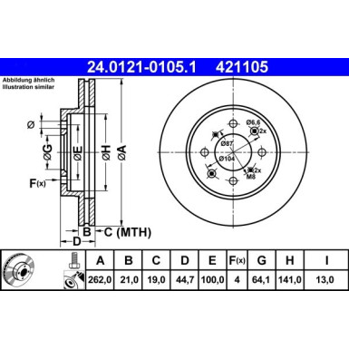 Bremsscheibe Honda P. Civic/Jazz 1.4-1.7/2.0 Td 89 24.0121-0105.1 Bremsscheibe Honda P. Civic/Jazz 1.4-1.7/2.0 Td 89 24.0121-0105.1