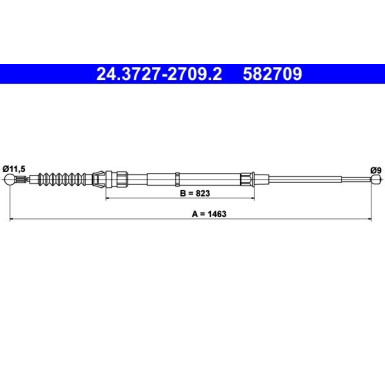 ATE Handbremsseil Seilzug Festellbremse 24.3727-2709.2 ATE Handbremsseil Seilzug Festellbremse 24.3727-2709.2