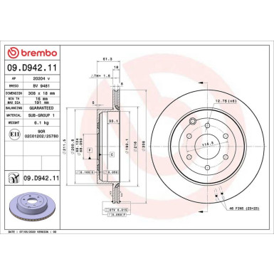 Bremsscheibe HA MERCEDES PRIME LINE - UV Coated 09.D942.11 Bremsscheibe HA MERCEDES PRIME LINE - UV Coated 09.D942.11