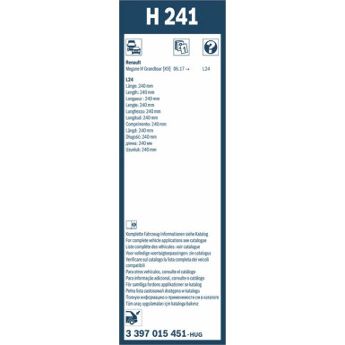 Bosch Heckscheibenwischer H241 3397015451 Bosch Heckscheibenwischer H241 3397015451