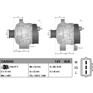 DENSO Generator DAN950 DENSO Generator DAN950