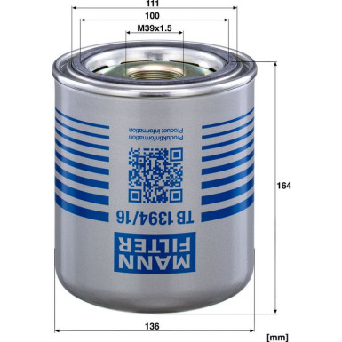 Mann & Hummel Industriefilter TB 1394/16 x