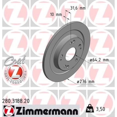 ZIMMERMANN Bremsscheibe 280.3188.20 Coat Z