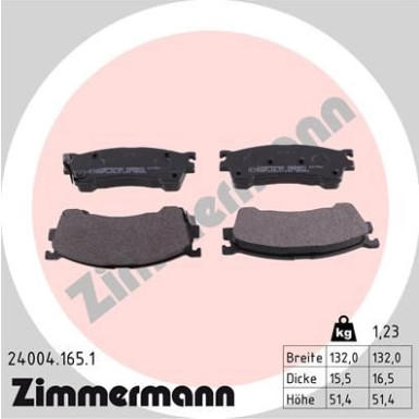 ZIMMERMANN Bremsbeläge 24004.165.1 ZIMMERMANN Bremsbeläge 24004.165.1