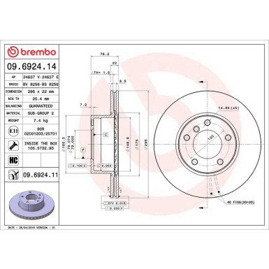 11 481 036 Bremsscheibe VA 09.6924.11 11 481 036 Bremsscheibe VA 09.6924.11