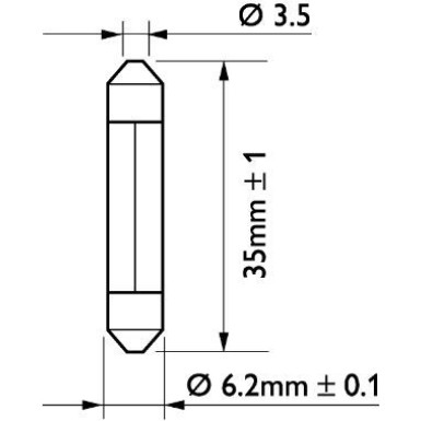 Festoon T6,2x35 24V, 3W, SV Soffittenlampe 13848CP