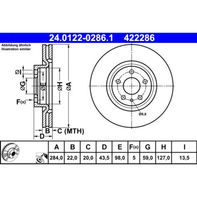 Bremsscheibe Fiat P. 500L 0,9-1,6 D 12 24.0122-0286.1