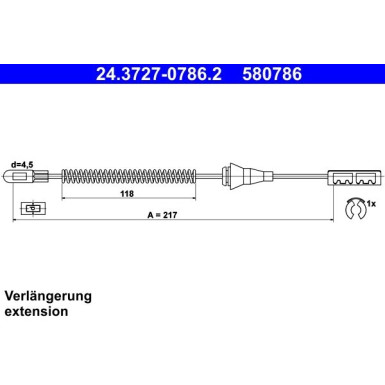 Seilzug, Feststellbremse 24.3727-0786.2 Seilzug, Feststellbremse 24.3727-0786.2