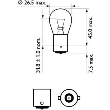 P21W 12V 21W BA15s VisionPlus + 60% Blister 2 Stück Philips 12498VPB2
