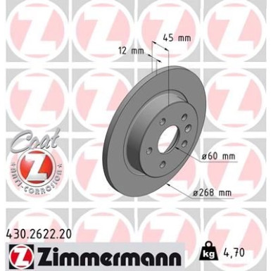 ZIMMERMANN Bremsscheibe 430.2622.20 Coat Z ZIMMERMANN Bremsscheibe 430.2622.20 Coat Z