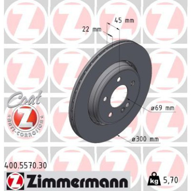 ZIMMERMANN Bremsscheibe 400.5570.30 ZIMMERMANN Bremsscheibe 400.5570.30