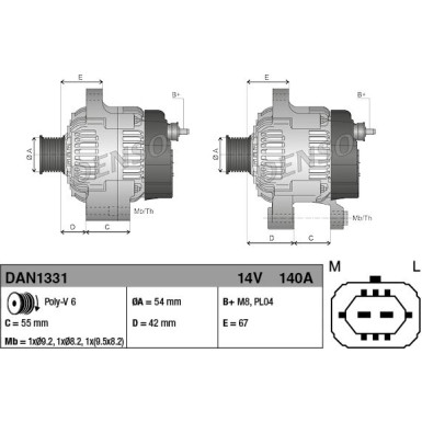 DENSO Generator DAN1331 DENSO Generator DAN1331