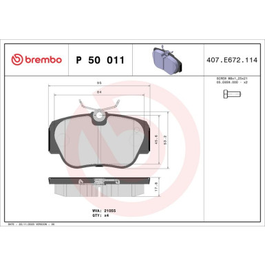 BREMBO Bremsklötze VA P 50 011 BREMBO Bremsklötze VA P 50 011