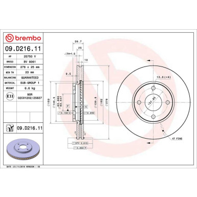 Bremsscheibe VA 09.D216.11 Bremsscheibe VA 09.D216.11