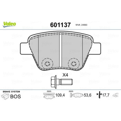 VALEO Bremsbeläge 601137 VALEO Bremsbeläge 601137
