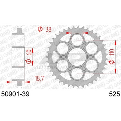 AFAM Kettenrad STAHL 39 Zähne 50901-39 AFAM Kettenrad STAHL 39 Zähne 50901-39