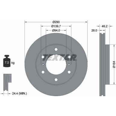 Bremsscheibe Mitsubishi P. Pajero 07- 290X26 PRO 92167103 Bremsscheibe Mitsubishi P. Pajero 07- 290X26 PRO 92167103