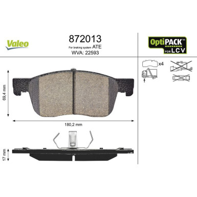 VALEO Bremsbeläge 872013 VALEO Bremsbeläge 872013