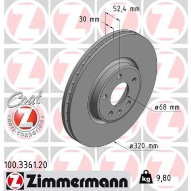 ZIMMERMANN Bremsscheibe 100.3361.20 ZIMMERMANN Bremsscheibe 100.3361.20