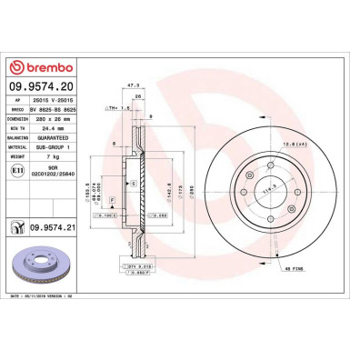 80 481 018 Bremsscheibe VA 09.9574.21 80 481 018 Bremsscheibe VA 09.9574.21