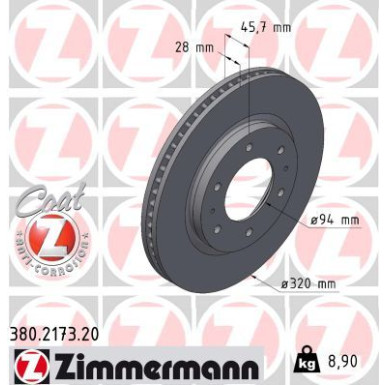ZIMMERMANN Bremsscheibe 380.2173.20 Coat Z ZIMMERMANN Bremsscheibe 380.2173.20 Coat Z