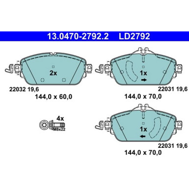 Bremsbelagsatz, Scheibenbremse ATE Ceramic 13.0470-2792.2 Bremsbelagsatz, Scheibenbremse ATE Ceramic 13.0470-2792.2