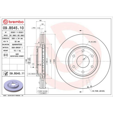 85 481 111 Bremsscheibe VA 09.B545.11 85 481 111 Bremsscheibe VA 09.B545.11