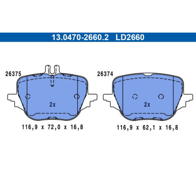 ATE Bremsbelagsatz, Scheibenbremse 13.0470-2660.2 ATE Bremsbelagsatz, Scheibenbremse 13.0470-2660.2