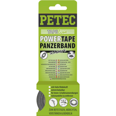 Petec Power Tape/Panzerband Schwarz 50 mm X 5 M SB-Karte 86105