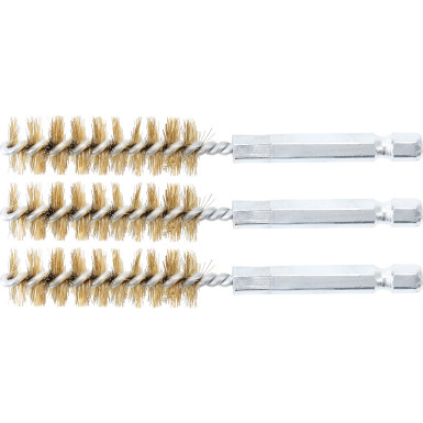 BGS Messingbürste 14 mm Antrieb Außensechskant 6,3 mm (1/4 ) 3-tlg 3078-14-M