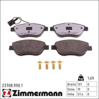 ZIMMERMANN Bremsbeläge 23708.990.1 ZIMMERMANN Bremsbeläge 23708.990.1