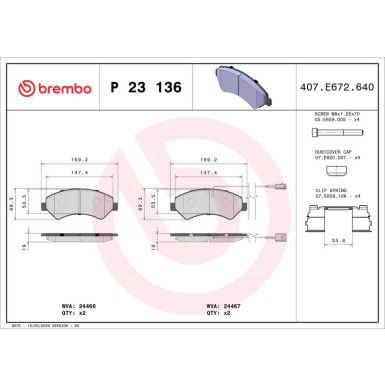 BREMBO Bremsklötze VA FIAT Ducato 06 PRIME LINE P 23 136