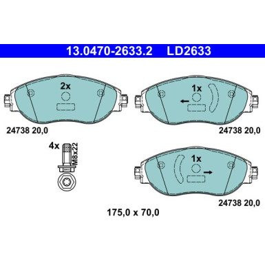ATE Bremsbelagsatz, Scheibenbremse 13.0470-2633.2 ATE Ceramic ATE Bremsbelagsatz, Scheibenbremse 13.0470-2633.2 ATE Ceramic
