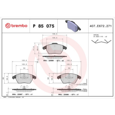 BREMBO Bremsklötze VA P 85 075 BREMBO Bremsklötze VA P 85 075