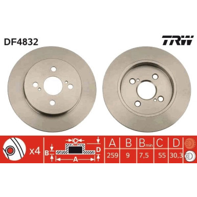 Bremsscheibe Toyota T. Yaris DF4832