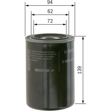 Ölfilter TOYOTA,DODGE,CHRYSLER,LAND ROVER 0 986 452 001 Ölfilter TOYOTA,DODGE,CHRYSLER,LAND ROVER 0 986 452 001