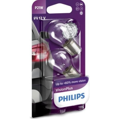 P21W 12V 21W BA15s VisionPlus + 60% Blister 2 Stück Philips 12498VPB2