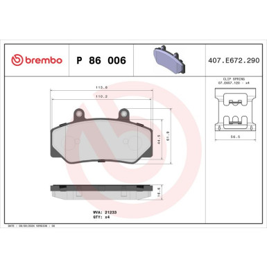 BREMBO Bremsklötze VA P 86 006 BREMBO Bremsklötze VA P 86 006