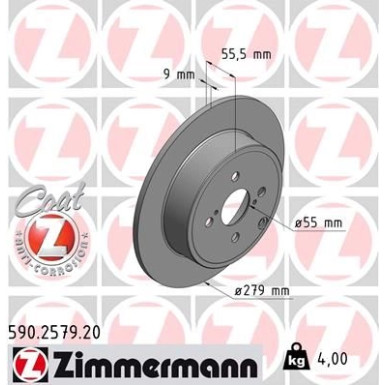 ZIMMERMANN Bremsscheibe 590.2579.20 ZIMMERMANN Bremsscheibe 590.2579.20