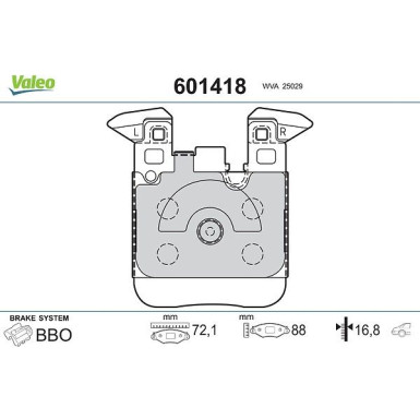 VALEO Bremsbeläge 601418