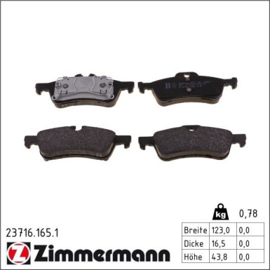 ZIMMERMANN Bremsbeläge 23716.165.1 ZIMMERMANN Bremsbeläge 23716.165.1