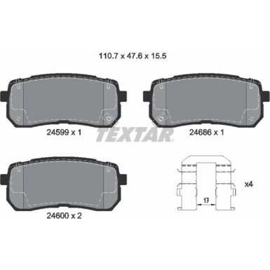 Bremsbelagsatz Kia T. Carnival 05-/Ix55 08-/H1 08 2459901 Bremsbelagsatz Kia T. Carnival 05-/Ix55 08-/H1 08 2459901