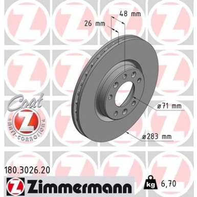 70 481 043 Bremsscheibe VA 180.3026.20 70 481 043 Bremsscheibe VA 180.3026.20
