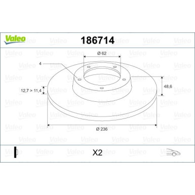 VALEO Bremsscheibe 186714