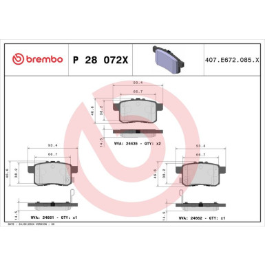 BREMBO Bremsklötze HA HONDA Accord 08 XTRA LINE P 28 072X