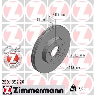 ZIMMERMANN Bremsscheibe 250.1352.20 Coat Z ZIMMERMANN Bremsscheibe 250.1352.20 Coat Z