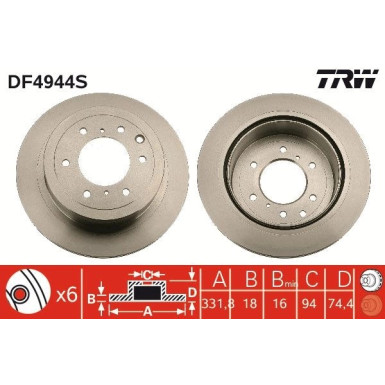 84 482 024 Bremsscheibe HA DF4944S 84 482 024 Bremsscheibe HA DF4944S